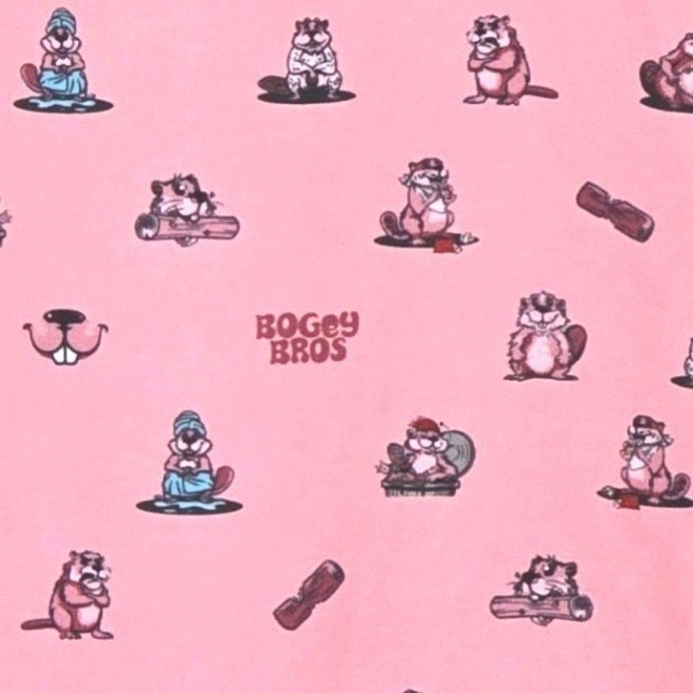 Bogey Bros Dam Beavers Polo Shirt Mens Large Pink All Over Print UPF 50 - Picture 4 of 5